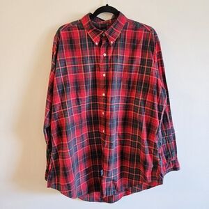 VTG POLO RALPH LAUREN I XL Plaid Cotton Button Down Shirt I red blue green